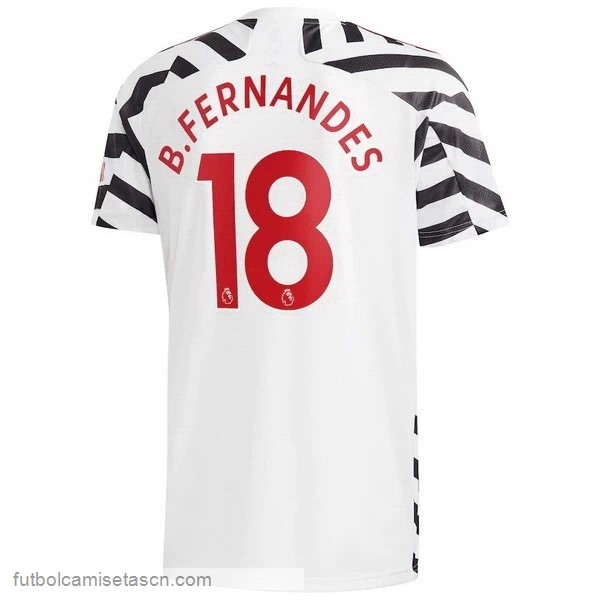 Camiseta Manchester United NO.18 B. Fernandes 3ª 2020/21 Blanco